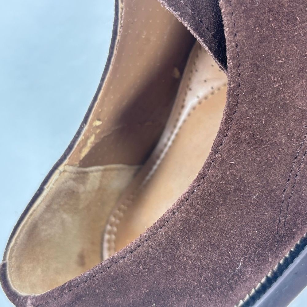 Bostonian Brown Suede Loafer Shoes Mens 10 M Casual Office Lace up Tie‎ Preppy - Picture 10 of 11